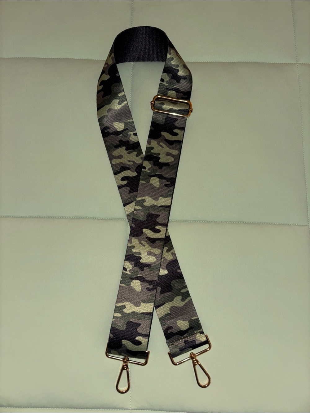 Adjustable Camo Crossbody Strap in Green & Black